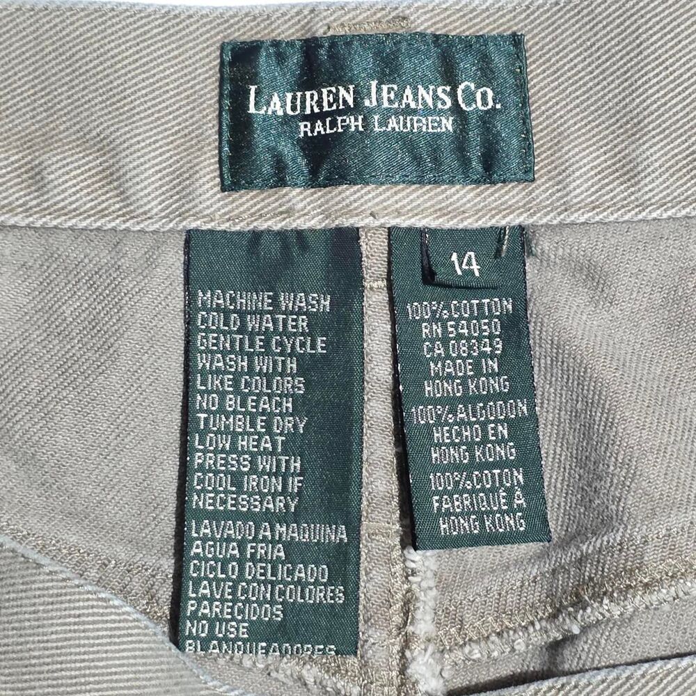 VTG Lauren Jeans Co. RL Taupe 100% Cotton High Rise Straight Jeans Size 14 - Picture 6 of 8